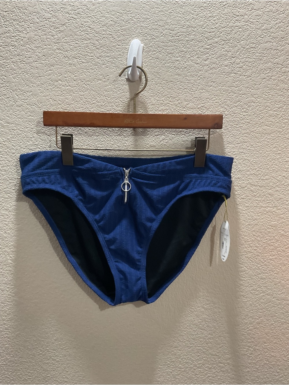 Women's Royal Blue Bikini Bottom with Front Zip Accent